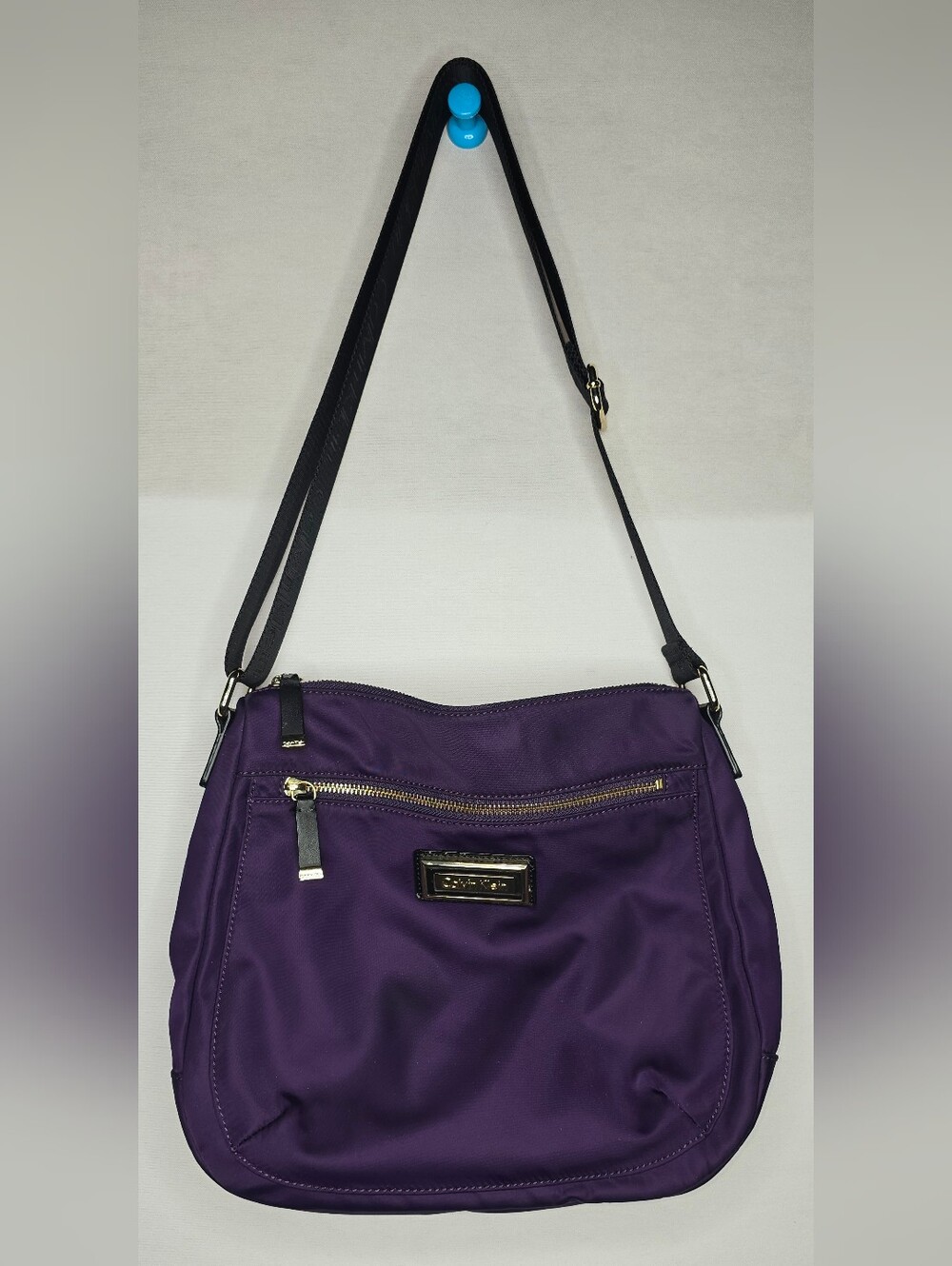 Calvin Klein Crossbody Nylon Crossbody Bag Purple and Black